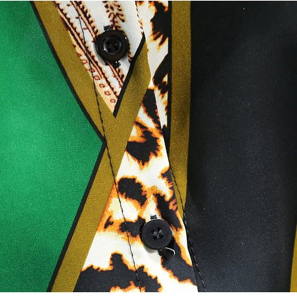 Fashion Leopard Contrast Long Sleeve Shirt Blouse Top - Picture 13 of 15